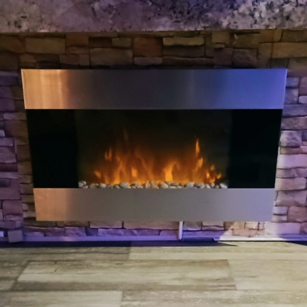 Wall mounted elegant fireplace. remote included for all options, ,35.5 L x 11"h